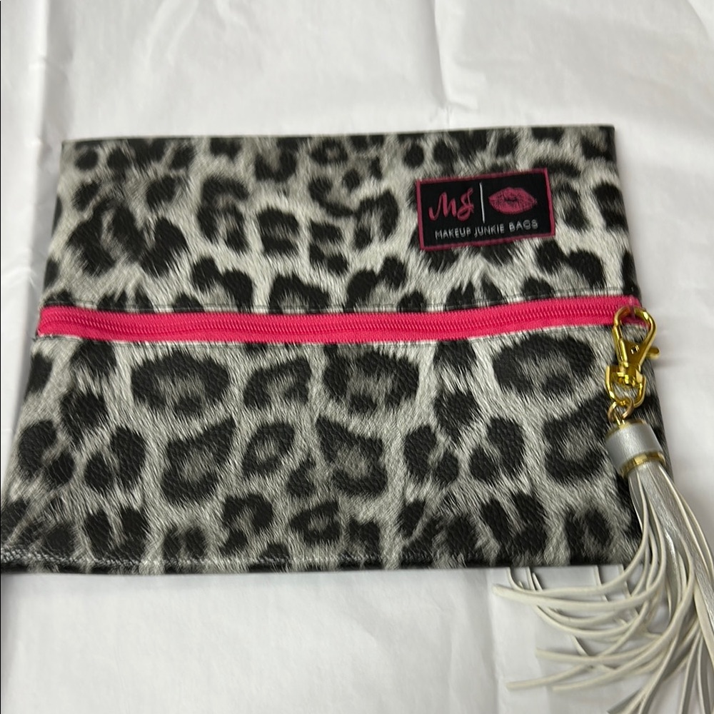 Makeup Junkie Leopard Print Clutch - Pink Accent